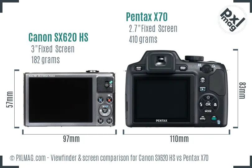 Canon SX620 HS vs Pentax X70 Screen and Viewfinder comparison Canon SX620 HS vs Pentax X70 Screen and Viewfinder comparison
