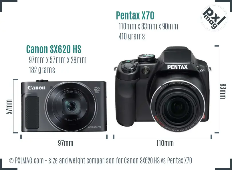 Canon SX620 HS vs Pentax X70 size comparison Canon SX620 HS vs Pentax X70 size comparison