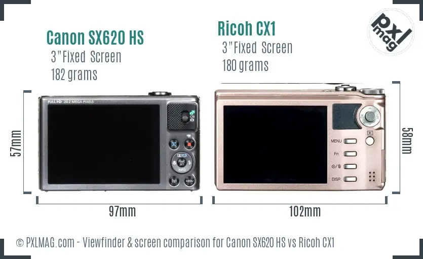 Canon SX620 HS vs Ricoh CX1 Screen and Viewfinder comparison Canon SX620 HS vs Ricoh CX1 Screen and Viewfinder comparison