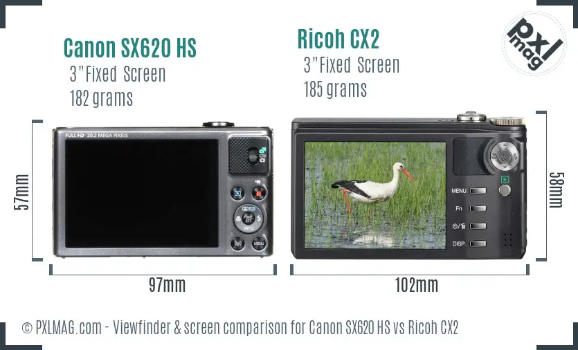 Canon SX620 HS vs Ricoh CX2 Screen and Viewfinder comparison Canon SX620 HS vs Ricoh CX2 Screen and Viewfinder comparison