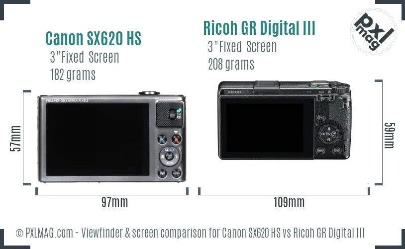 Canon SX620 HS vs Ricoh GR Digital III Screen and Viewfinder comparison Canon SX620 HS vs Ricoh GR Digital III Screen and Viewfinder comparison