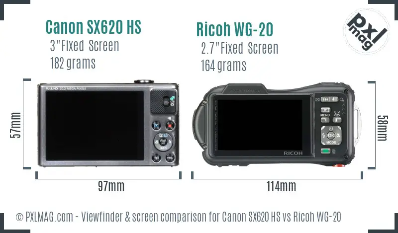 Canon SX620 HS vs Ricoh WG-20 Screen and Viewfinder comparison