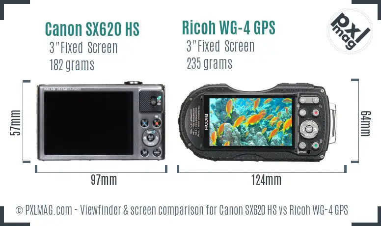 Canon SX620 HS vs Ricoh WG-4 GPS Screen and Viewfinder comparison