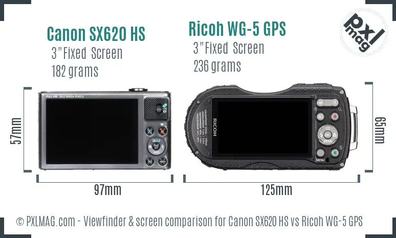 Canon SX620 HS vs Ricoh WG-5 GPS Screen and Viewfinder comparison Canon SX620 HS vs Ricoh WG-5 GPS Screen and Viewfinder comparison