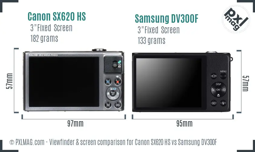 Canon SX620 HS vs Samsung DV300F Screen and Viewfinder comparison