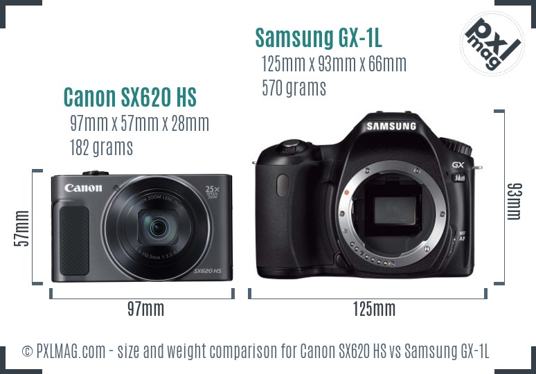 Canon SX620 HS vs Samsung GX-1L size comparison Canon SX620 HS vs Samsung GX-1L size comparison