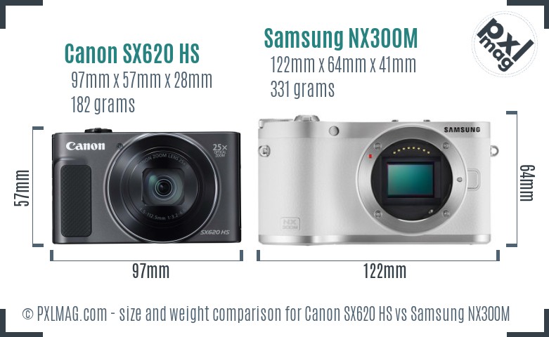 Canon SX620 HS vs Samsung NX300M size comparison