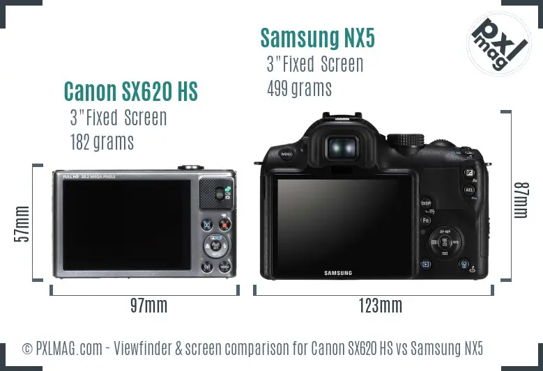 Canon SX620 HS vs Samsung NX5 Screen and Viewfinder comparison Canon SX620 HS vs Samsung NX5 Screen and Viewfinder comparison