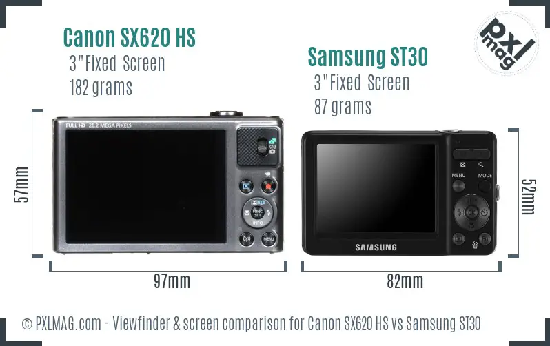 Canon SX620 HS vs Samsung ST30 Screen and Viewfinder comparison Canon SX620 HS vs Samsung ST30 Screen and Viewfinder comparison