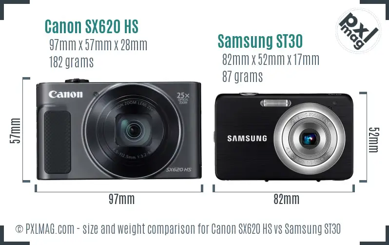 Canon SX620 HS vs Samsung ST30 size comparison Canon SX620 HS vs Samsung ST30 size comparison