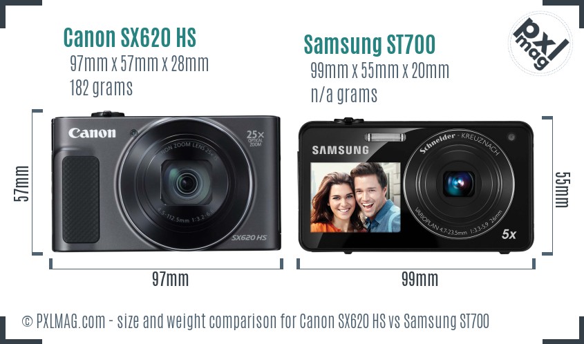 Canon SX620 HS vs Samsung ST700 size comparison Canon SX620 HS vs Samsung ST700 size comparison