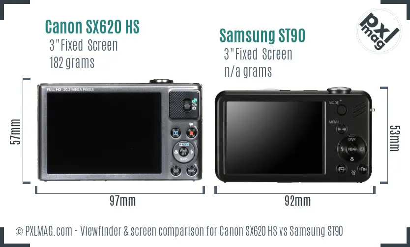 Canon SX620 HS vs Samsung ST90 Screen and Viewfinder comparison