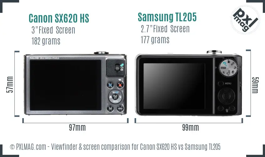 Canon SX620 HS vs Samsung TL205 Screen and Viewfinder comparison Canon SX620 HS vs Samsung TL205 Screen and Viewfinder comparison