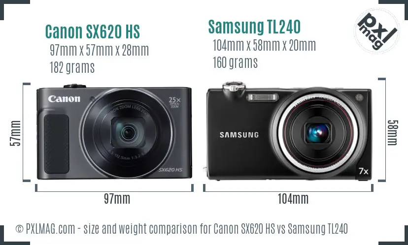 Canon SX620 HS vs Samsung TL240 size comparison
