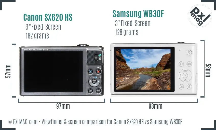Canon SX620 HS vs Samsung WB30F Screen and Viewfinder comparison