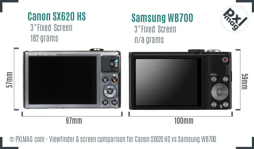 Canon SX620 HS vs Samsung WB700 Screen and Viewfinder comparison