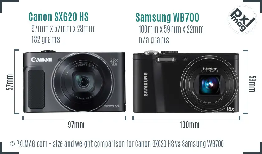 Canon SX620 HS vs Samsung WB700 size comparison Canon SX620 HS vs Samsung WB700 size comparison