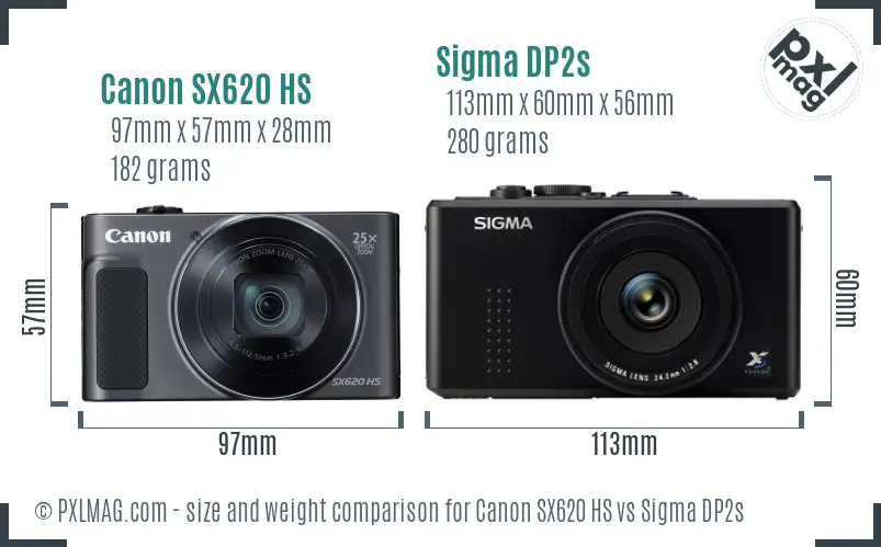 Canon SX620 HS vs Sigma DP2s size comparison