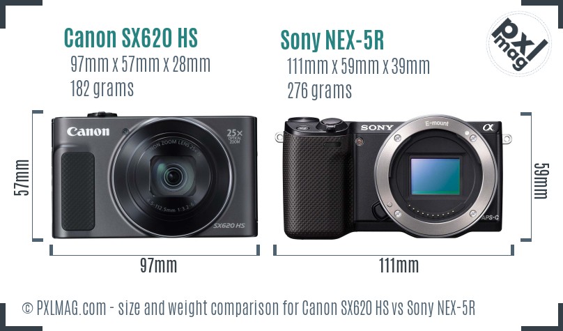 Canon SX620 HS vs Sony NEX-5R size comparison Canon SX620 HS vs Sony NEX-5R size comparison