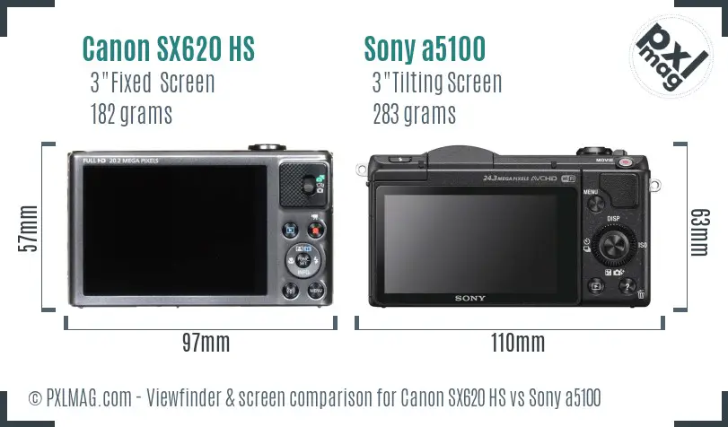 Canon SX620 HS vs Sony a5100 Screen and Viewfinder comparison Canon SX620 HS vs Sony a5100 Screen and Viewfinder comparison