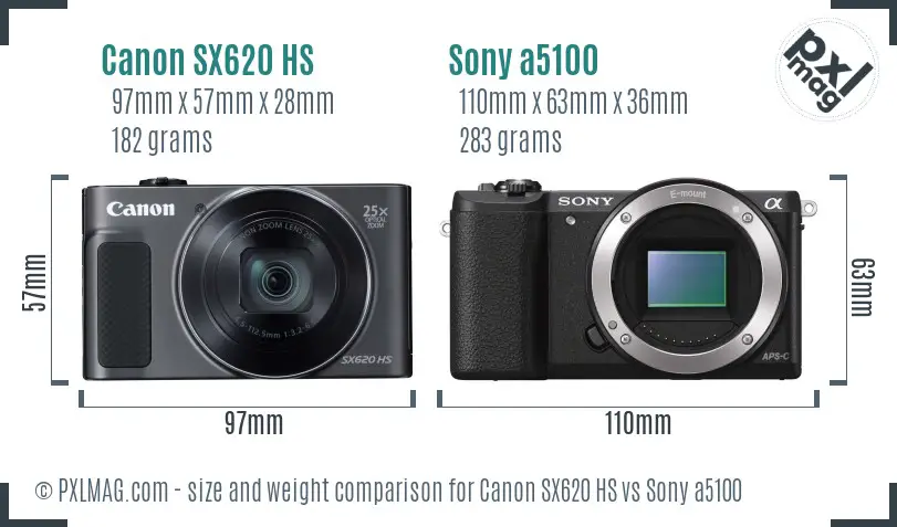 Canon SX620 HS vs Sony a5100 size comparison Canon SX620 HS vs Sony a5100 size comparison