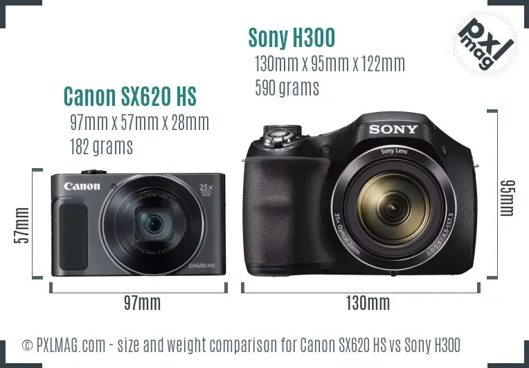 Canon SX620 HS vs Sony H300 size comparison