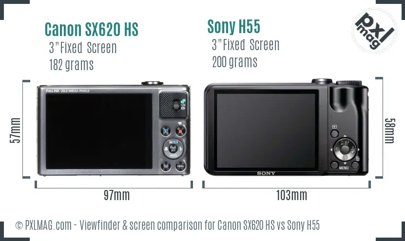 Canon SX620 HS vs Sony H55 Screen and Viewfinder comparison