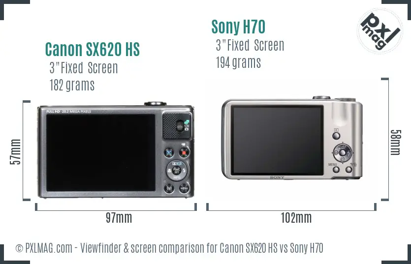 Canon SX620 HS vs Sony H70 Screen and Viewfinder comparison