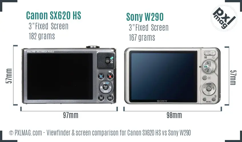 Canon SX620 HS vs Sony W290 Screen and Viewfinder comparison Canon SX620 HS vs Sony W290 Screen and Viewfinder comparison