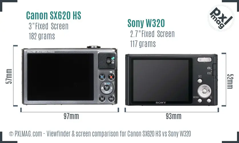 Canon SX620 HS vs Sony W320 Screen and Viewfinder comparison