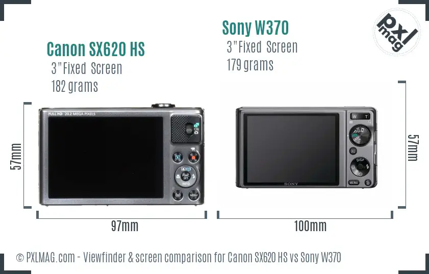Canon SX620 HS vs Sony W370 Screen and Viewfinder comparison Canon SX620 HS vs Sony W370 Screen and Viewfinder comparison