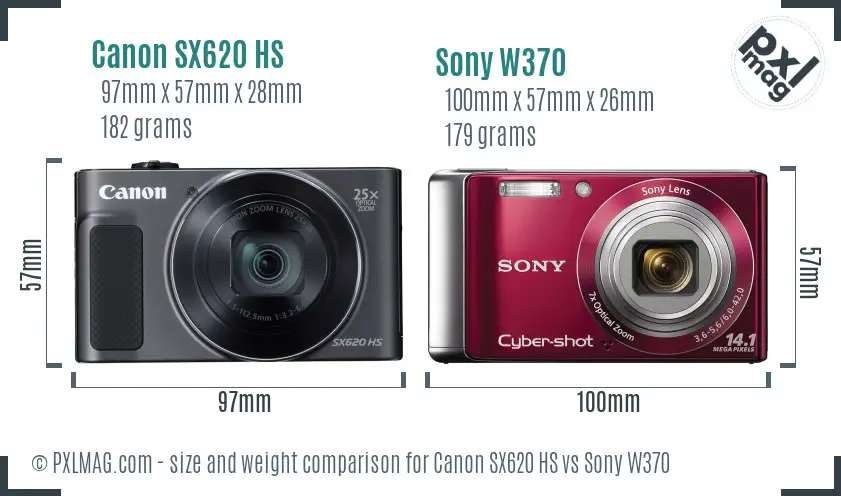 Canon SX620 HS vs Sony W370 size comparison Canon SX620 HS vs Sony W370 size comparison