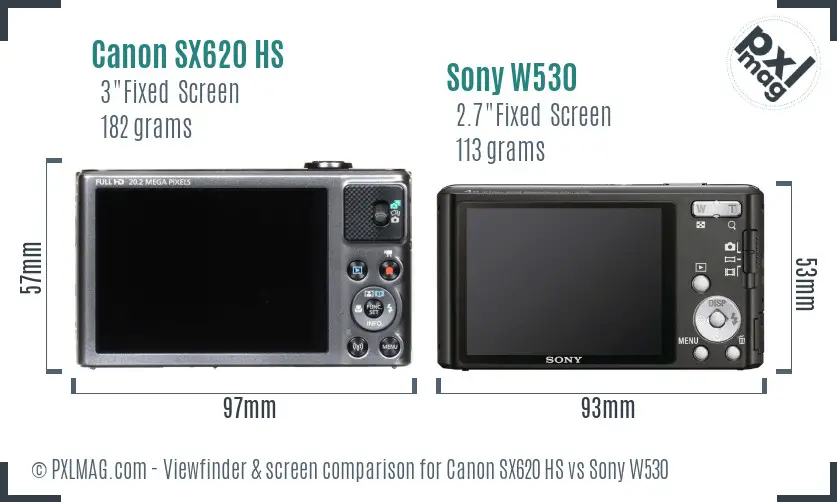 Canon SX620 HS vs Sony W530 Screen and Viewfinder comparison Canon SX620 HS vs Sony W530 Screen and Viewfinder comparison