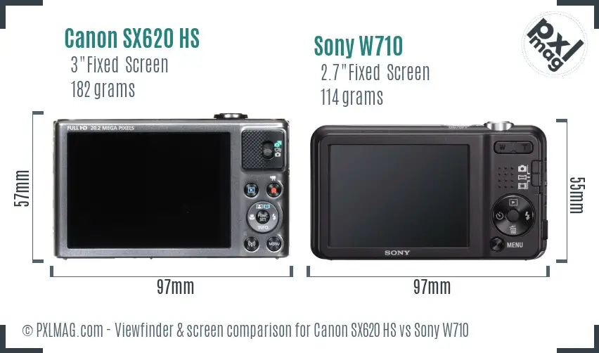 Canon SX620 HS vs Sony W710 Screen and Viewfinder comparison