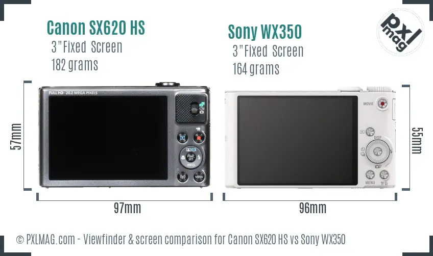 Canon SX620 HS vs Sony WX350 Screen and Viewfinder comparison
