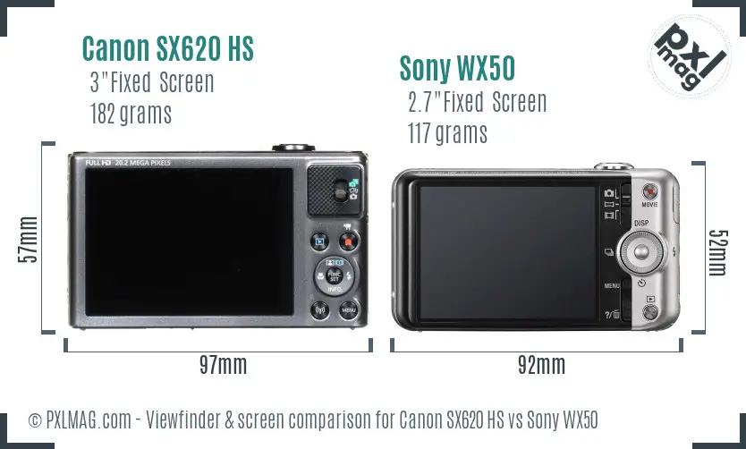 Canon SX620 HS vs Sony WX50 Screen and Viewfinder comparison Canon SX620 HS vs Sony WX50 Screen and Viewfinder comparison