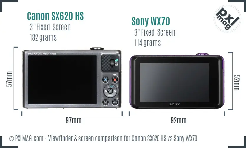 Canon SX620 HS vs Sony WX70 Screen and Viewfinder comparison Canon SX620 HS vs Sony WX70 Screen and Viewfinder comparison