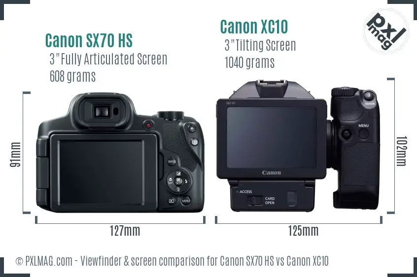 Canon SX70 HS vs Canon XC10 Screen and Viewfinder comparison