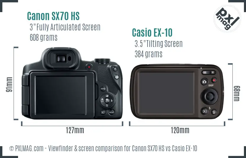 Canon SX70 HS vs Casio EX-10 Screen and Viewfinder comparison