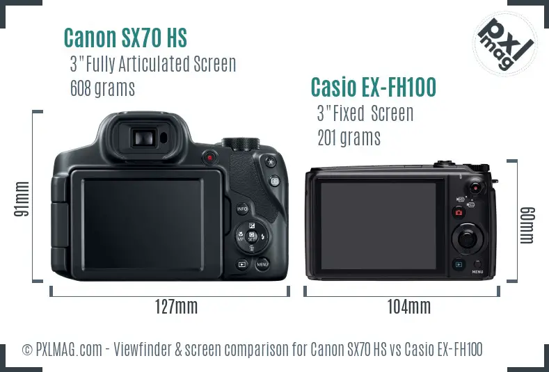 Canon SX70 HS vs Casio EX-FH100 Screen and Viewfinder comparison