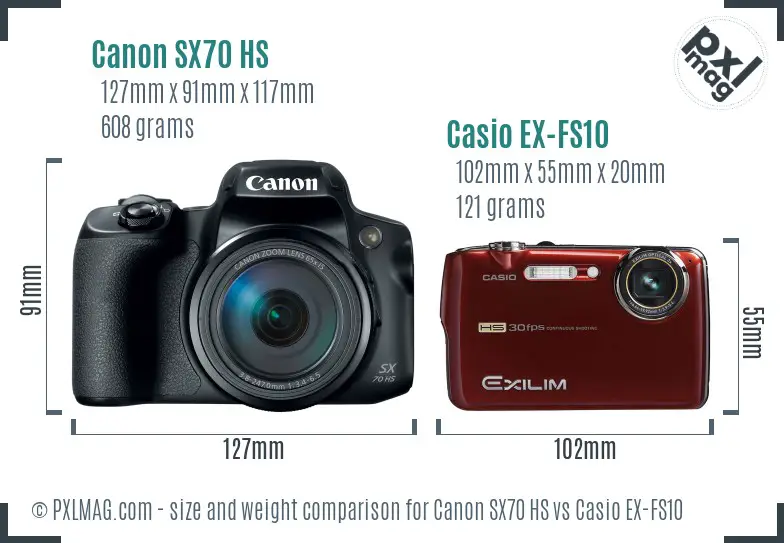Canon SX70 HS vs Casio EX-FS10 size comparison