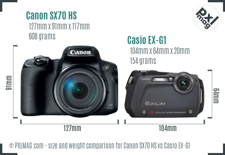 Canon SX70 HS vs Casio EX-G1 size comparison