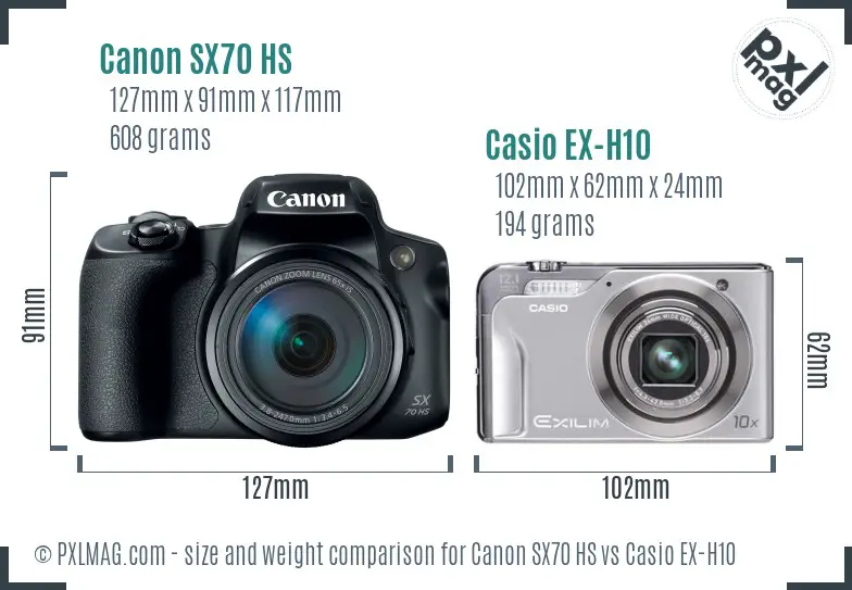 Canon SX70 HS vs Casio EX-H10 size comparison