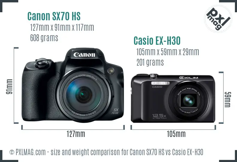 Canon SX70 HS vs Casio EX-H30 size comparison