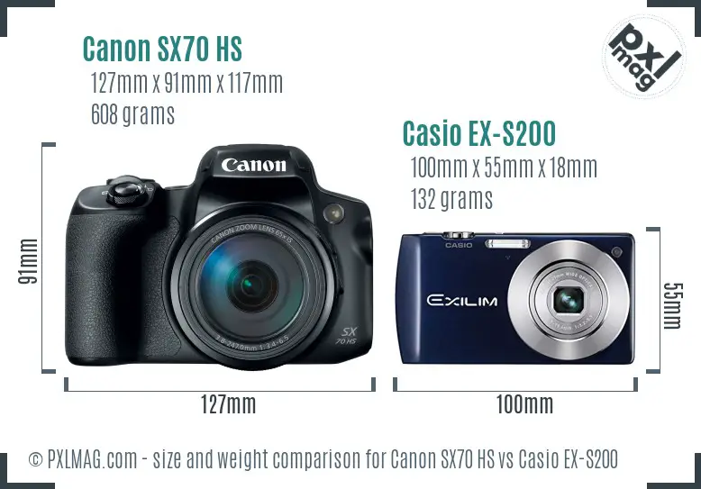 Canon SX70 HS vs Casio EX-S200 size comparison