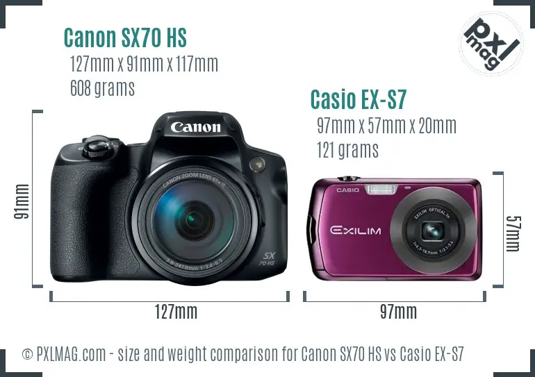 Canon SX70 HS vs Casio EX-S7 size comparison