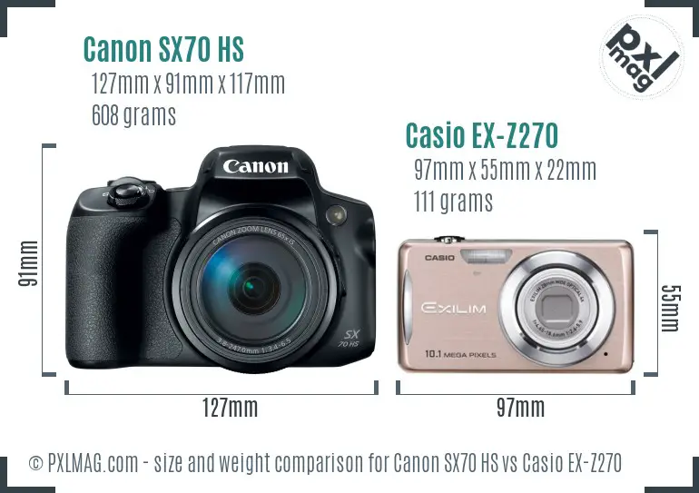 Canon SX70 HS vs Casio EX-Z270 size comparison