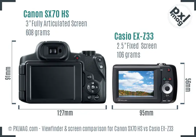 Canon SX70 HS vs Casio EX-Z33 Screen and Viewfinder comparison Canon SX70 HS vs Casio EX-Z33 Screen and Viewfinder comparison