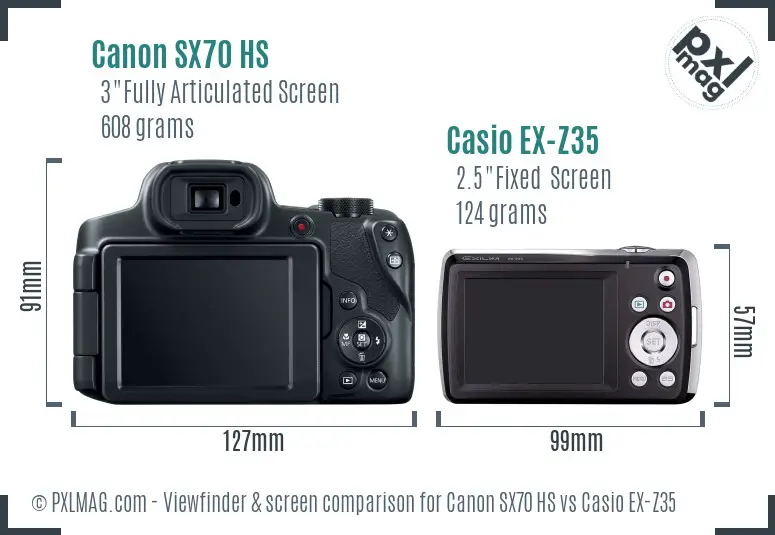Canon SX70 HS vs Casio EX-Z35 Screen and Viewfinder comparison