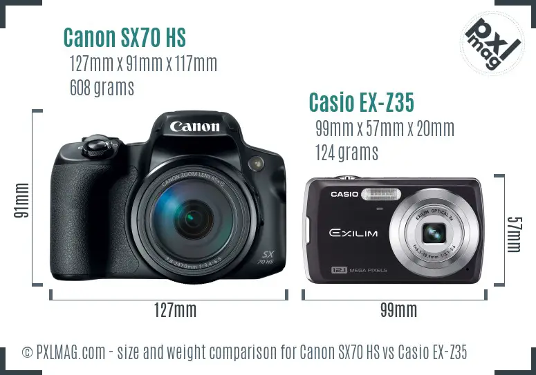 Canon SX70 HS vs Casio EX-Z35 size comparison